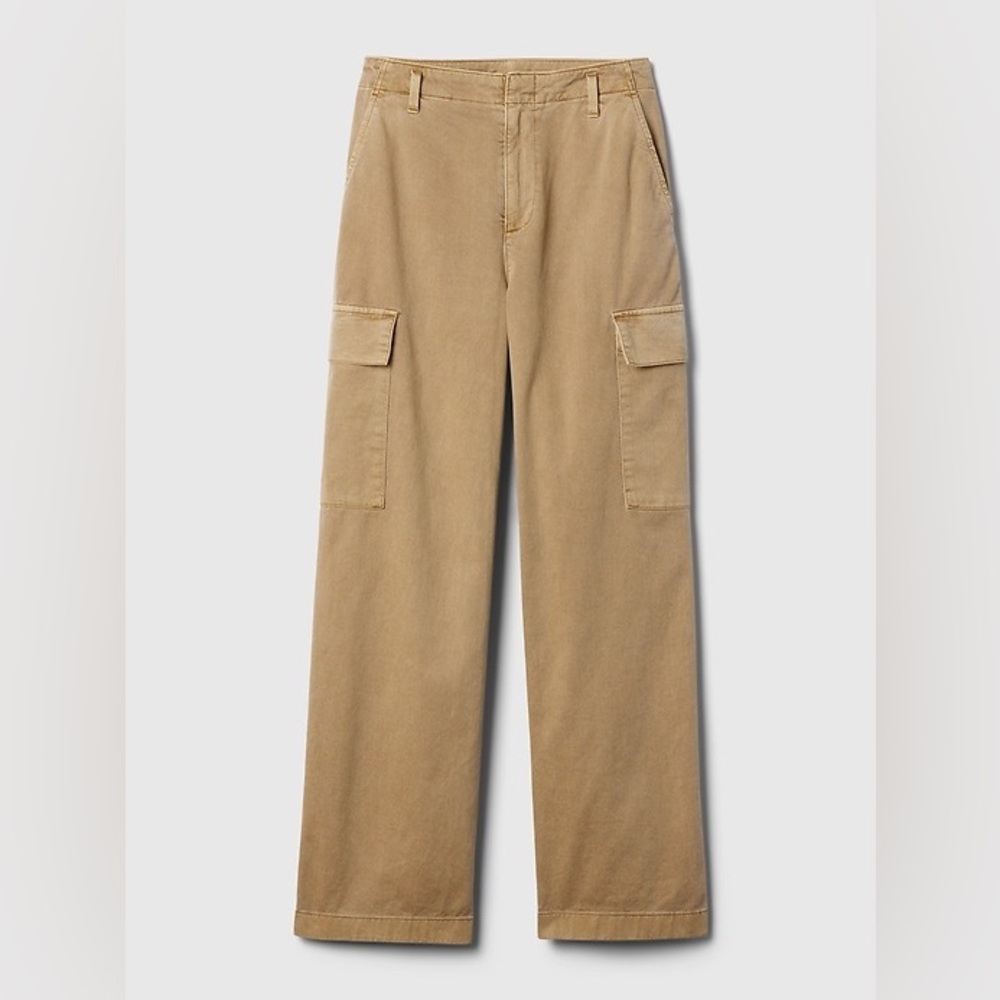 GAP Khaki Cargo Pants Womens Size 4 Mid Rise Loose Straight Leg Utility Tan